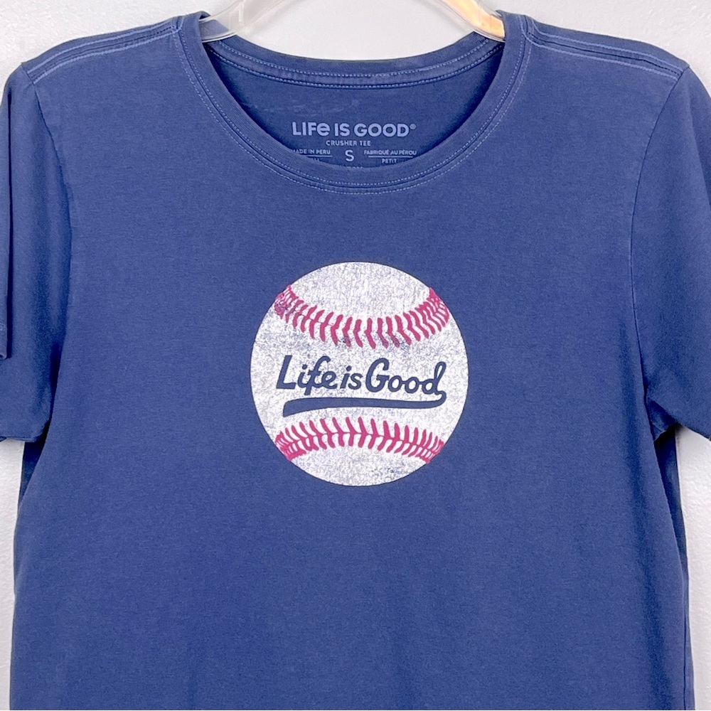 Life is Good Baseball Themed Women's Crusher Tee Size S; Sports, Casual, Cotton